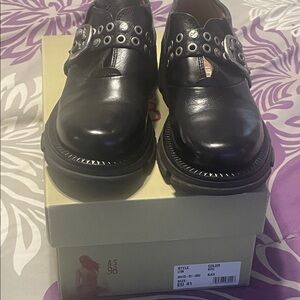 AS 98 Black Leon loafer with Studded Strap